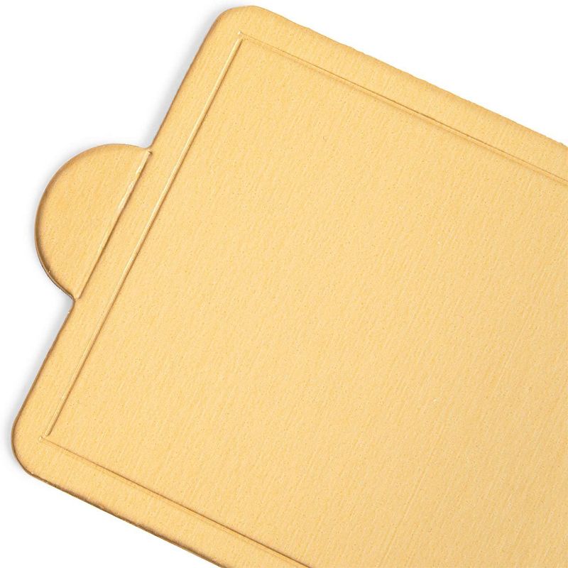 Sparkle and Bash 200 Pack Mini Gold Foil Cake Boards, Rectangular Dessert Base (4 x 2.8 In)