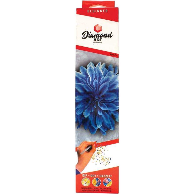 Leisure Arts Diamond Art Beginner Kit 8"X8"-Blue Dahlia