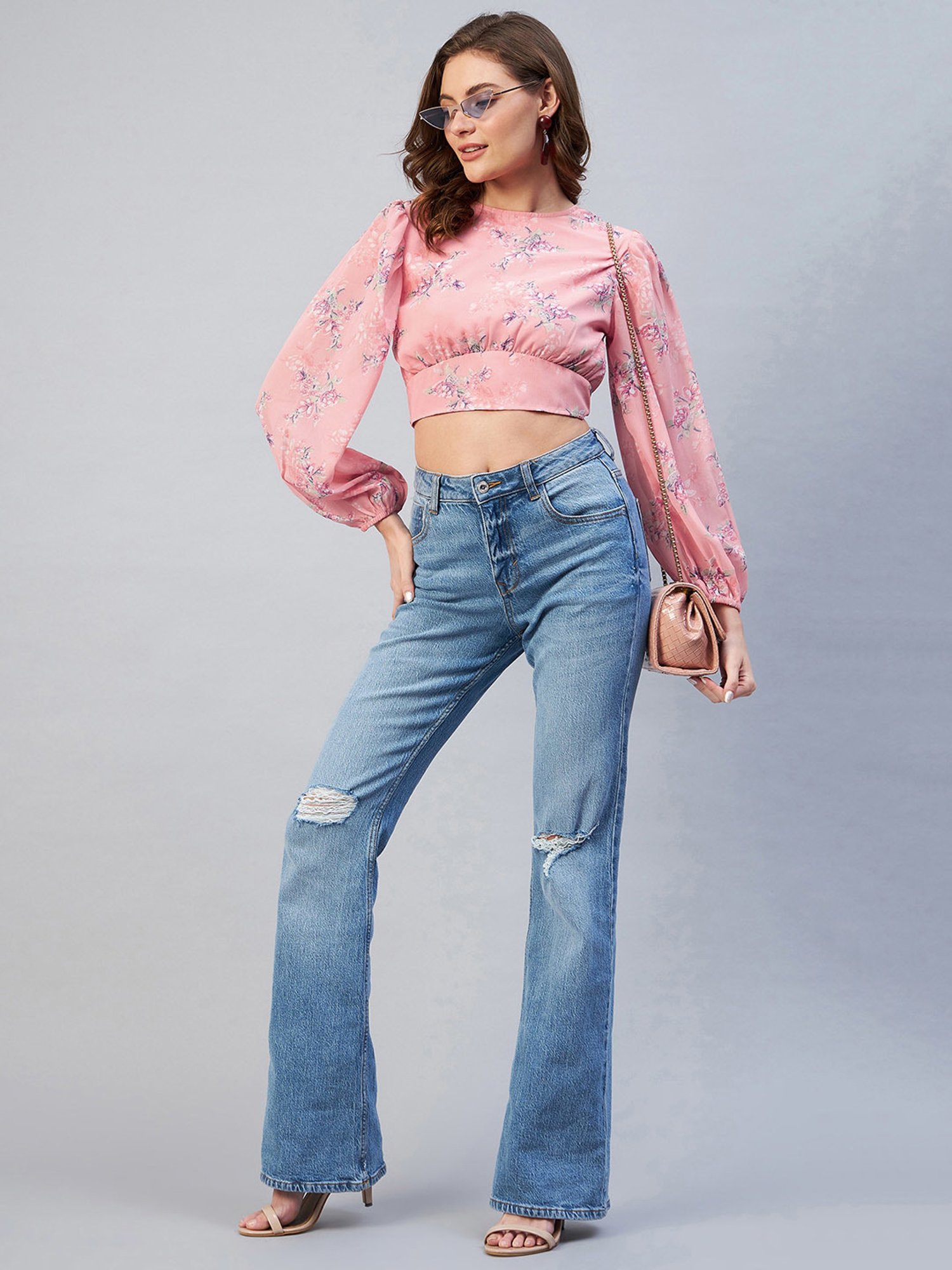 Carlton London Pink Floral Print A-Line Top