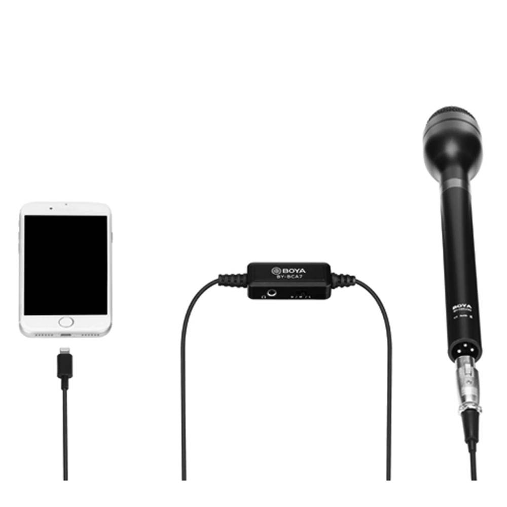 BY-BCA7 XLR to Lightning Adapter Cable 3 Position Pad for iPhone 11 Pro iPad iPod Touch iOS Devices Microphone Accessories
