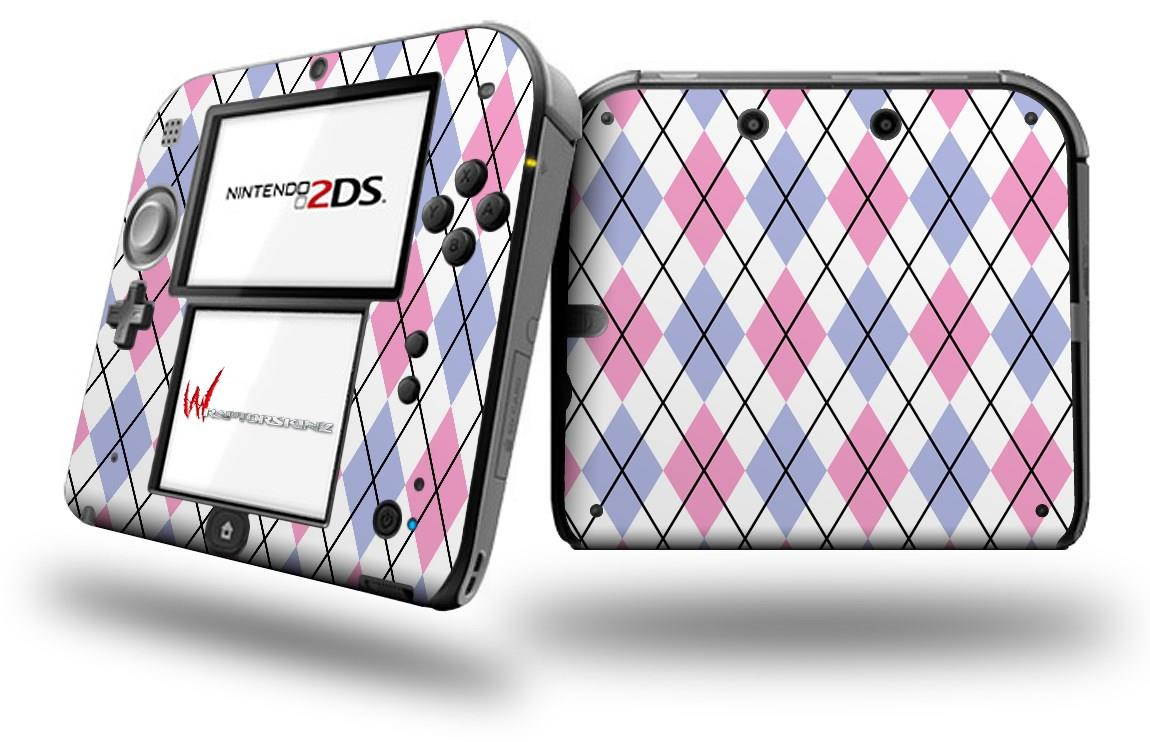 Argyle Pink and Blue - Decal Style Vinyl Skin fits Nintendo 2DS