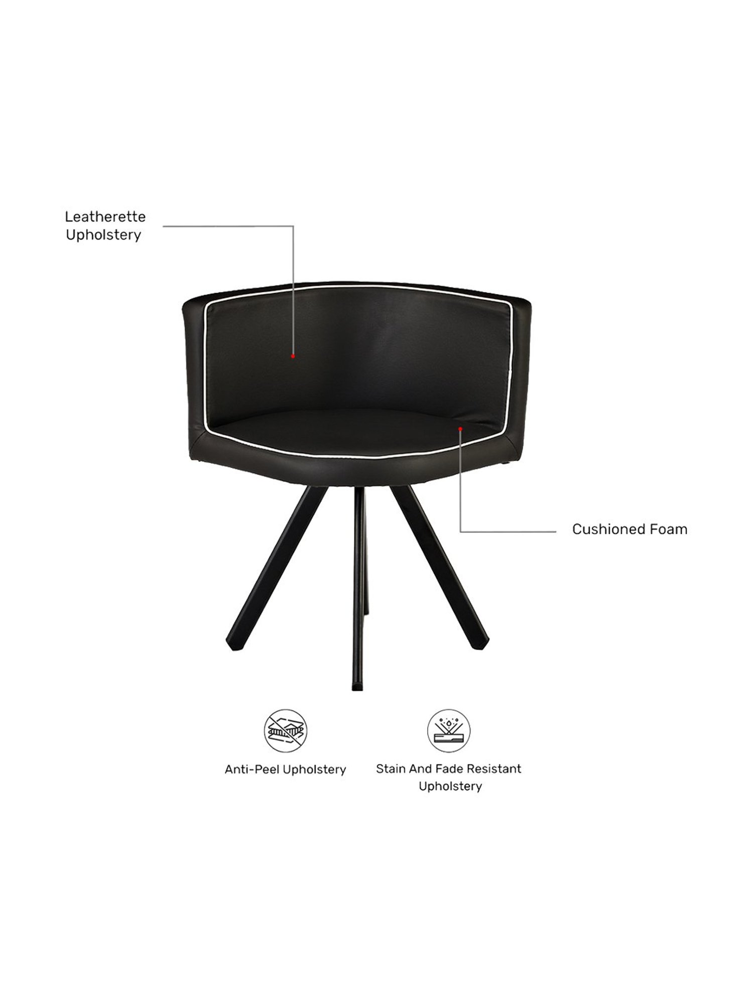 Pure Jenna Metal 4 Seater Dining Set in Black Finish