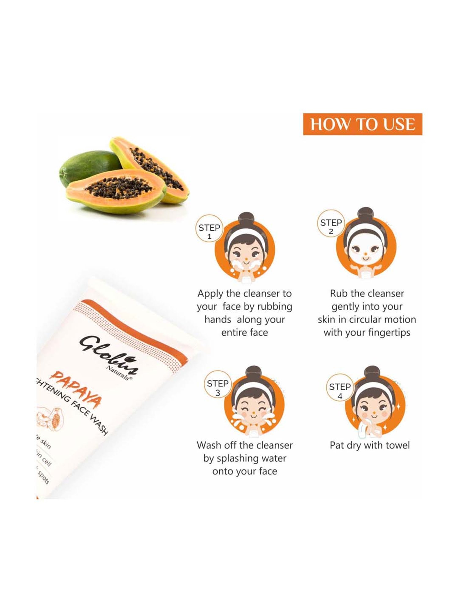 Globus Naturals Papaya Brightening Face Wash - 100 gm