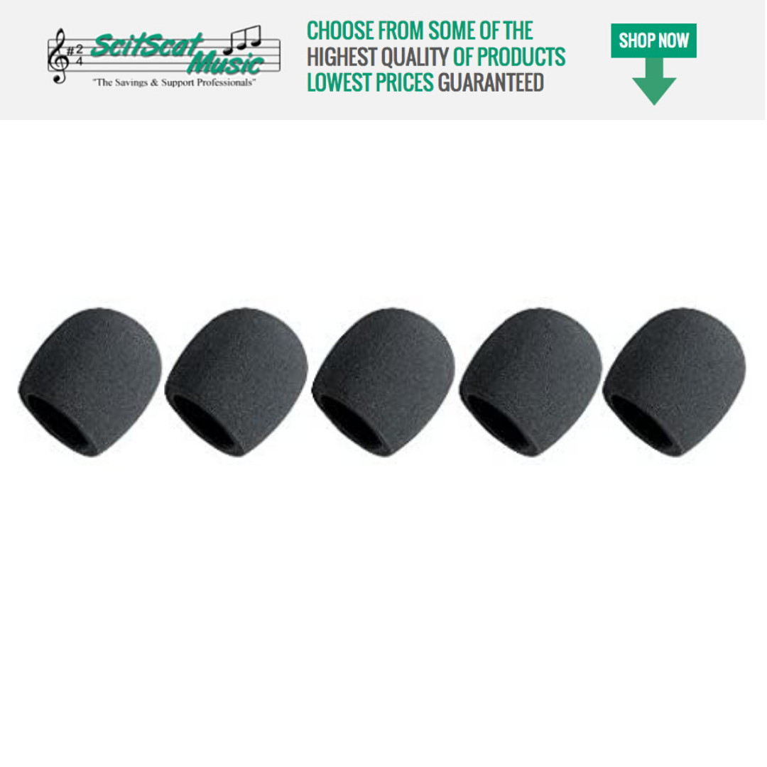 Pack of 5 Handheld Microphone Karaoke DJ Windscreen Sponge Foam Microphone Cover, 5-Pack Black