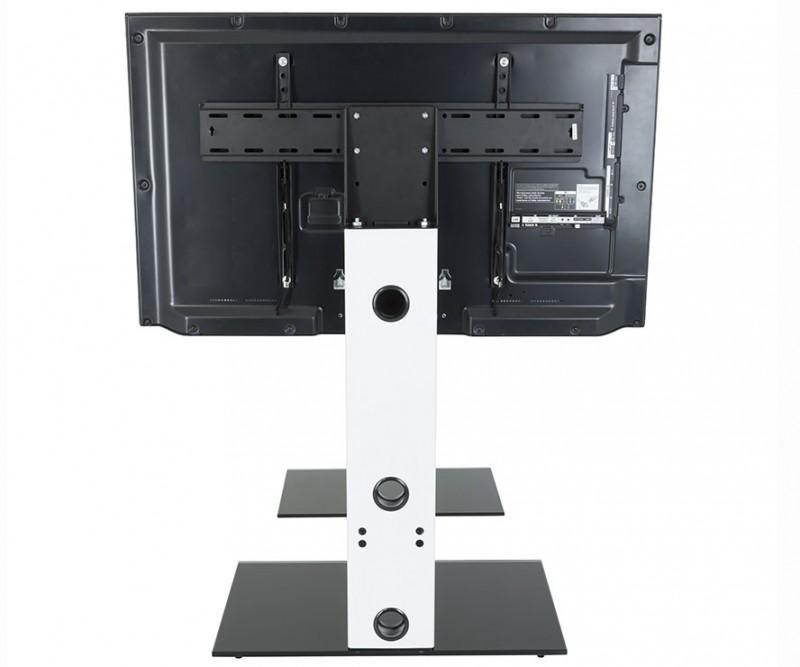 AVF FSL700LESW-A Lesina TV Floor Stand With TV Mounting Column For 32-Inch To 65-Inch TVs, Satin White With Black Shelf