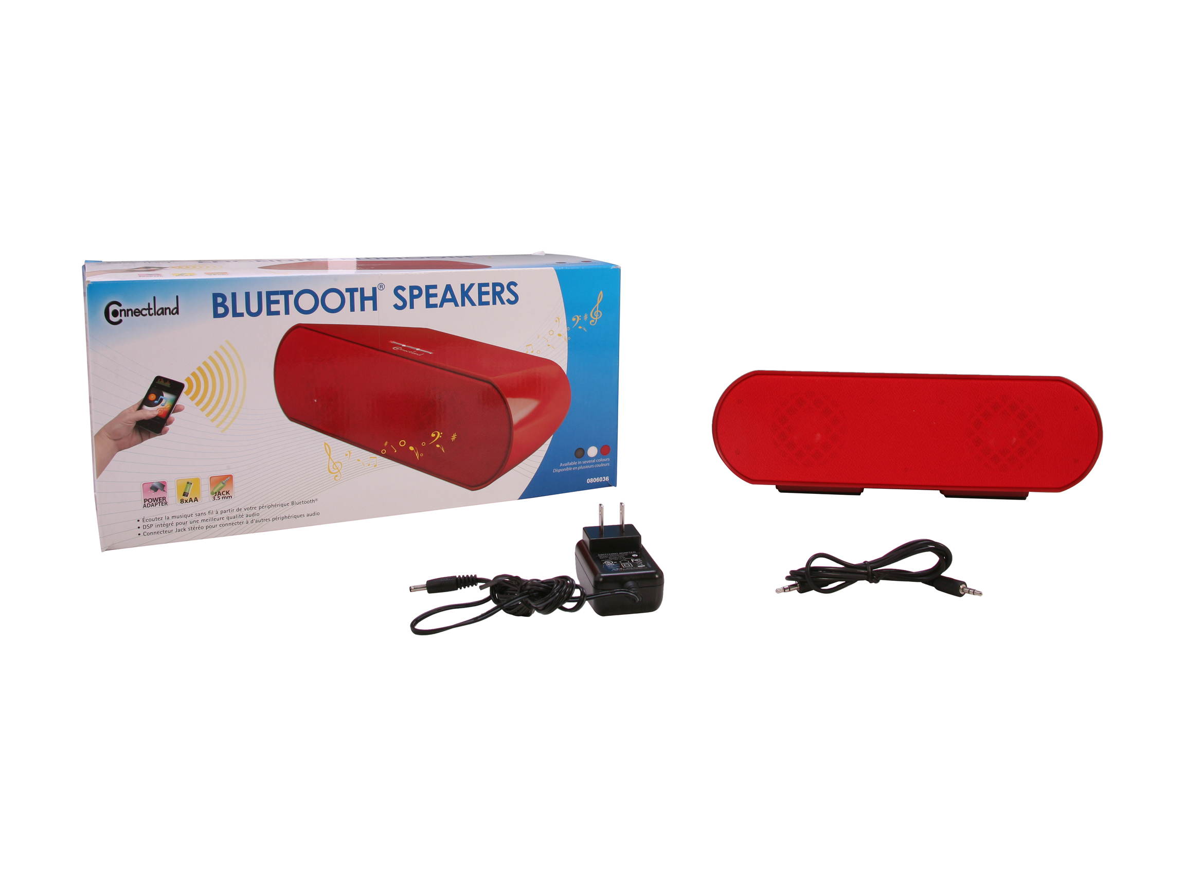SYBA Connectland CL-SPK23022 Bluetooth V2.1+EDR Wireless Stereo Speaker in Red, Powered by Batteries or AC Adapter