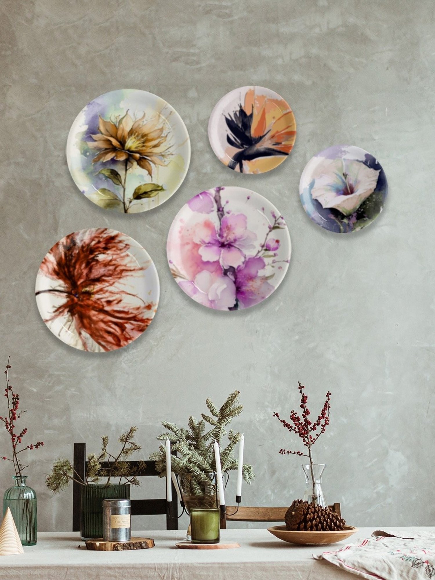 Nestroots English Floral Multicolor Porcelain Wall Plate