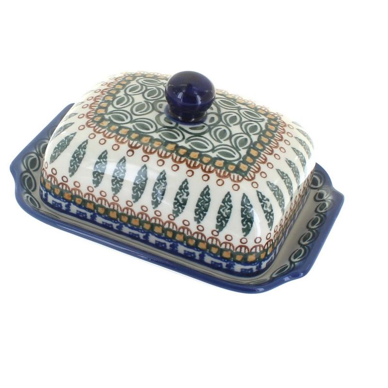 Blue Rose Polish Pottery Tuscany Butter Dish
