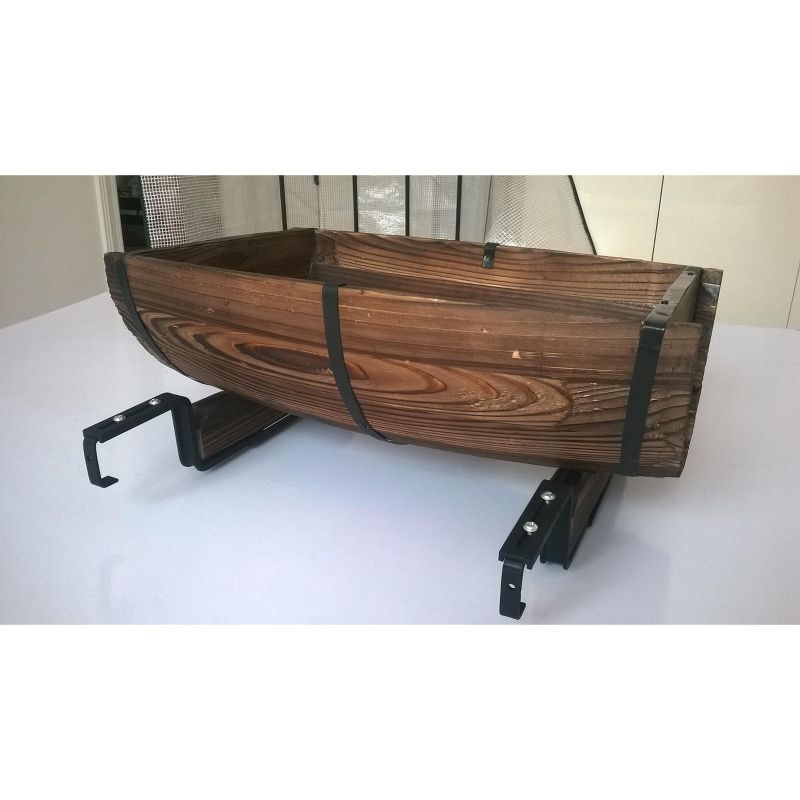 Gardenised Half Barrel Adjustable Deck Railing Planter 20 inch