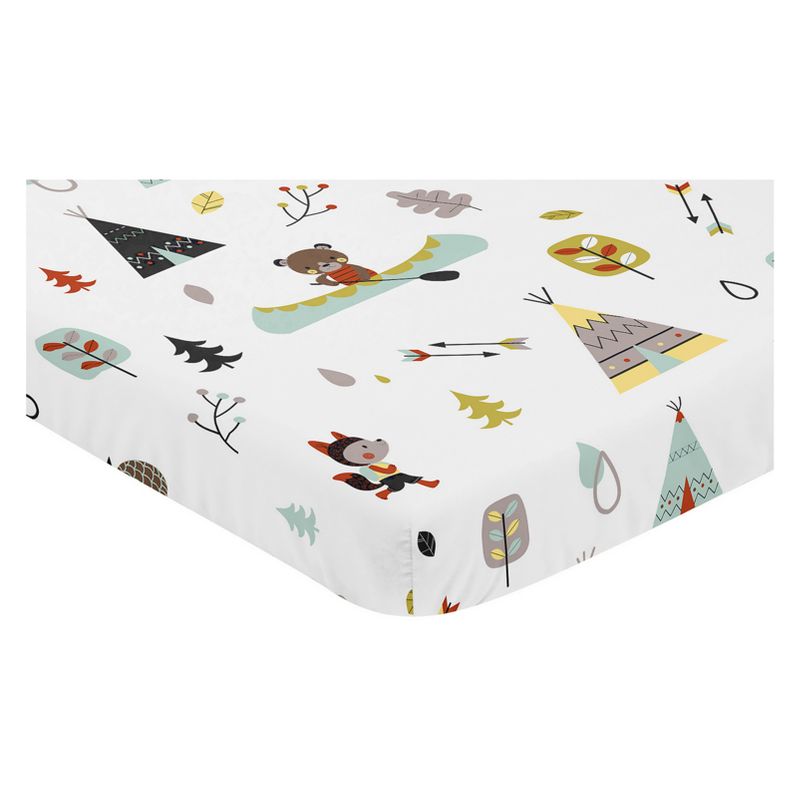 Sweet Jojo Designs Mini Fitted Sheet - Outdoor Adventure - Blue