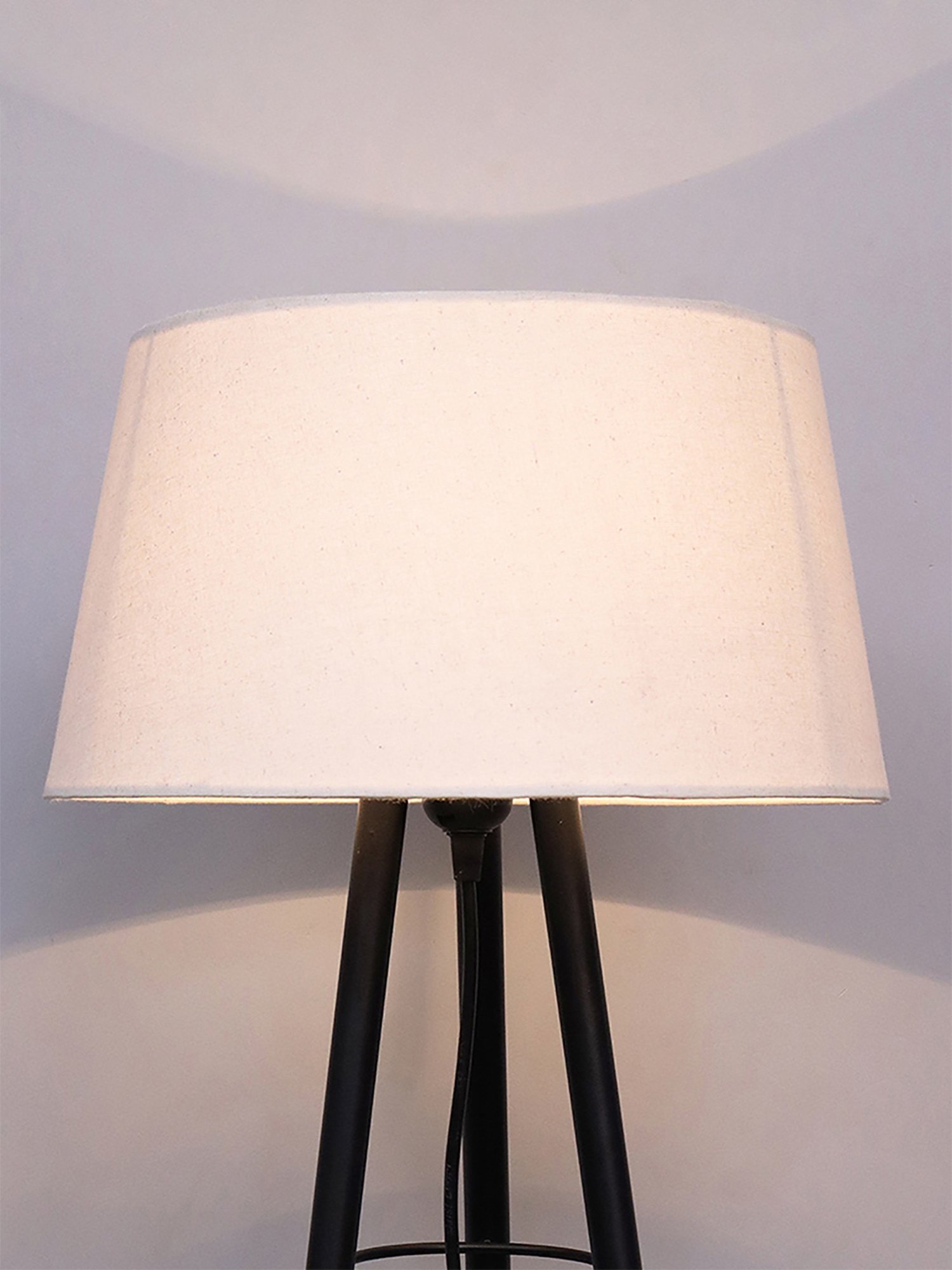 Homesake Black Mid Century Metal Tripod Table Lamp With Khadi Shade