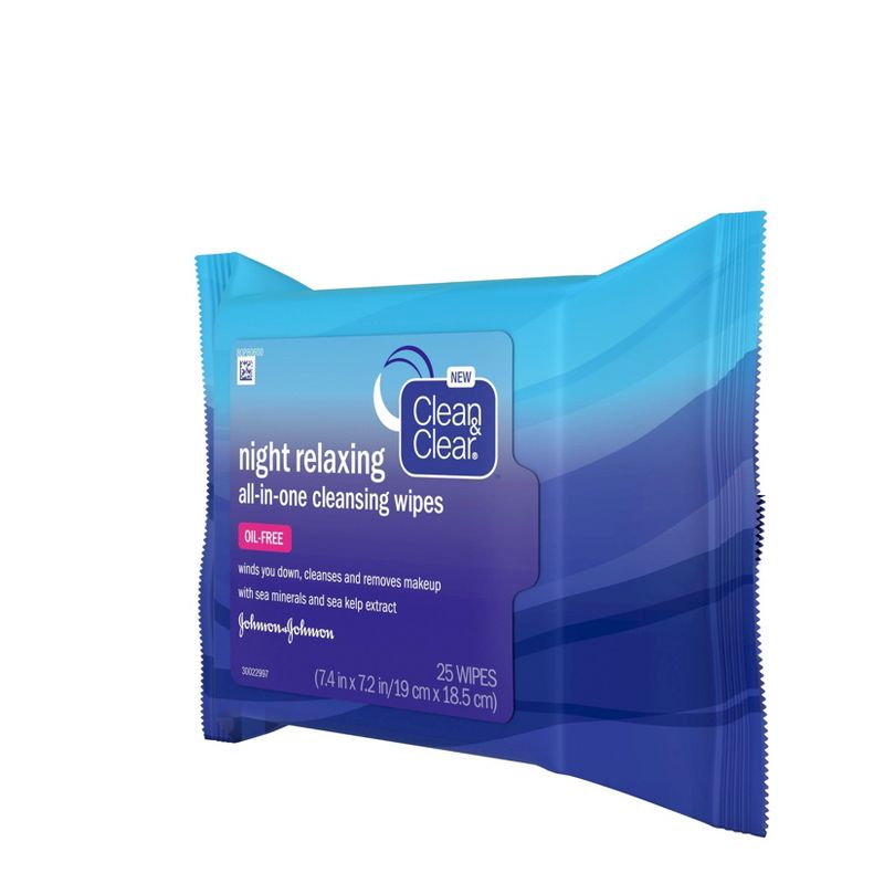 Clean & Clear Night Relaxing All-In-One Facial Cleansing Wipes - 25ct