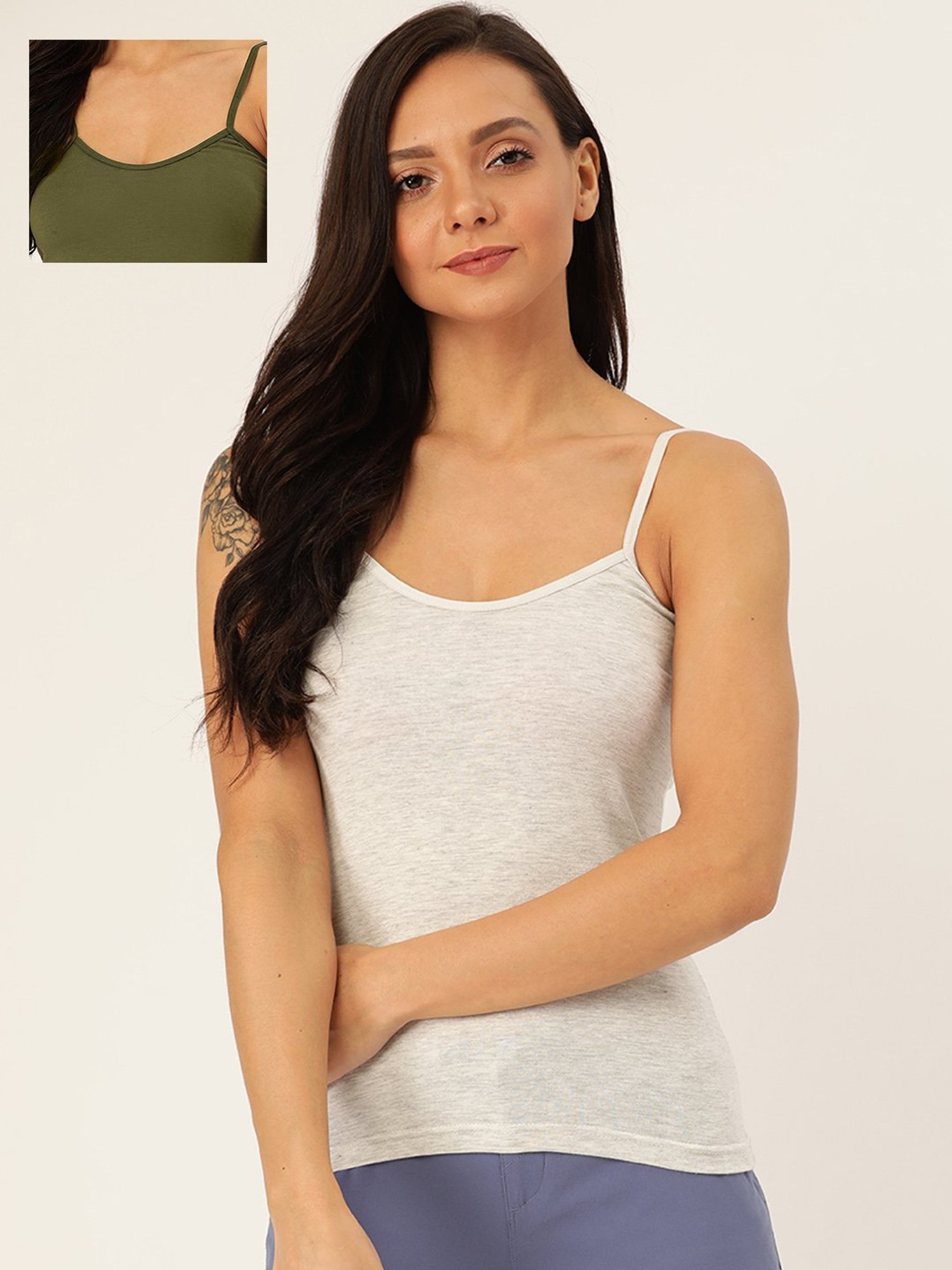 Lady Lyka Multicolor Cotton Camisole (Pack Of 2)