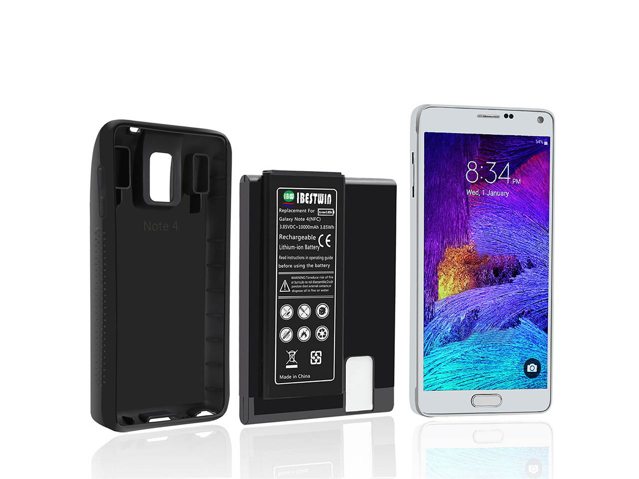 IBESTWIN Samsung Galaxy Note 4 10000mah Extended Battery + Black TPU Protection Case + NFC[NFC/Google Wallet Compatible] Fit All Version of Galaxy Note 4 - 24 Months Warranty