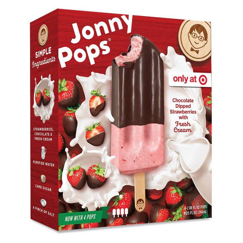 JonnyPops Strawberry Chocolate & Cream Frozen Fruit Bars - 4pk/8.25oz