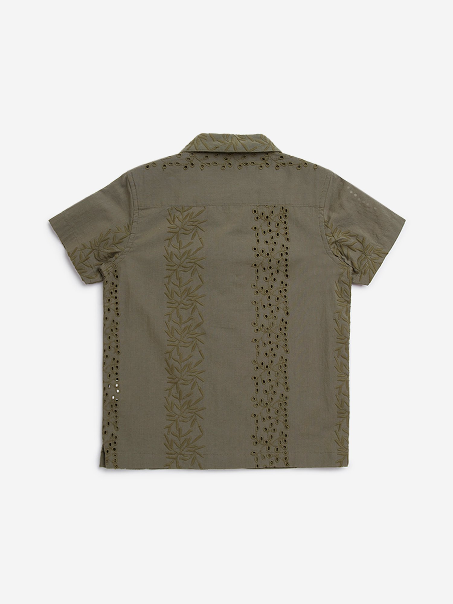 HOP Kids by Westside Olive Schiffli Design Resort-Fit Shirt