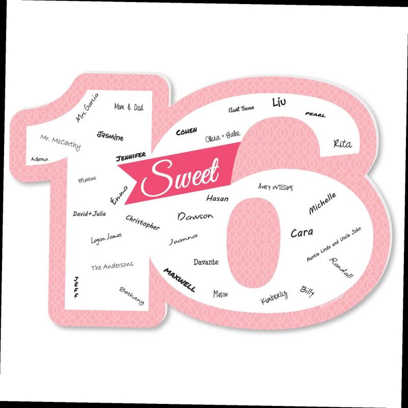 Big Dot of Happiness Sweet 16 - Guest Book Sign - 16th Birthday Party Guestbook Alternative - Signature Mat