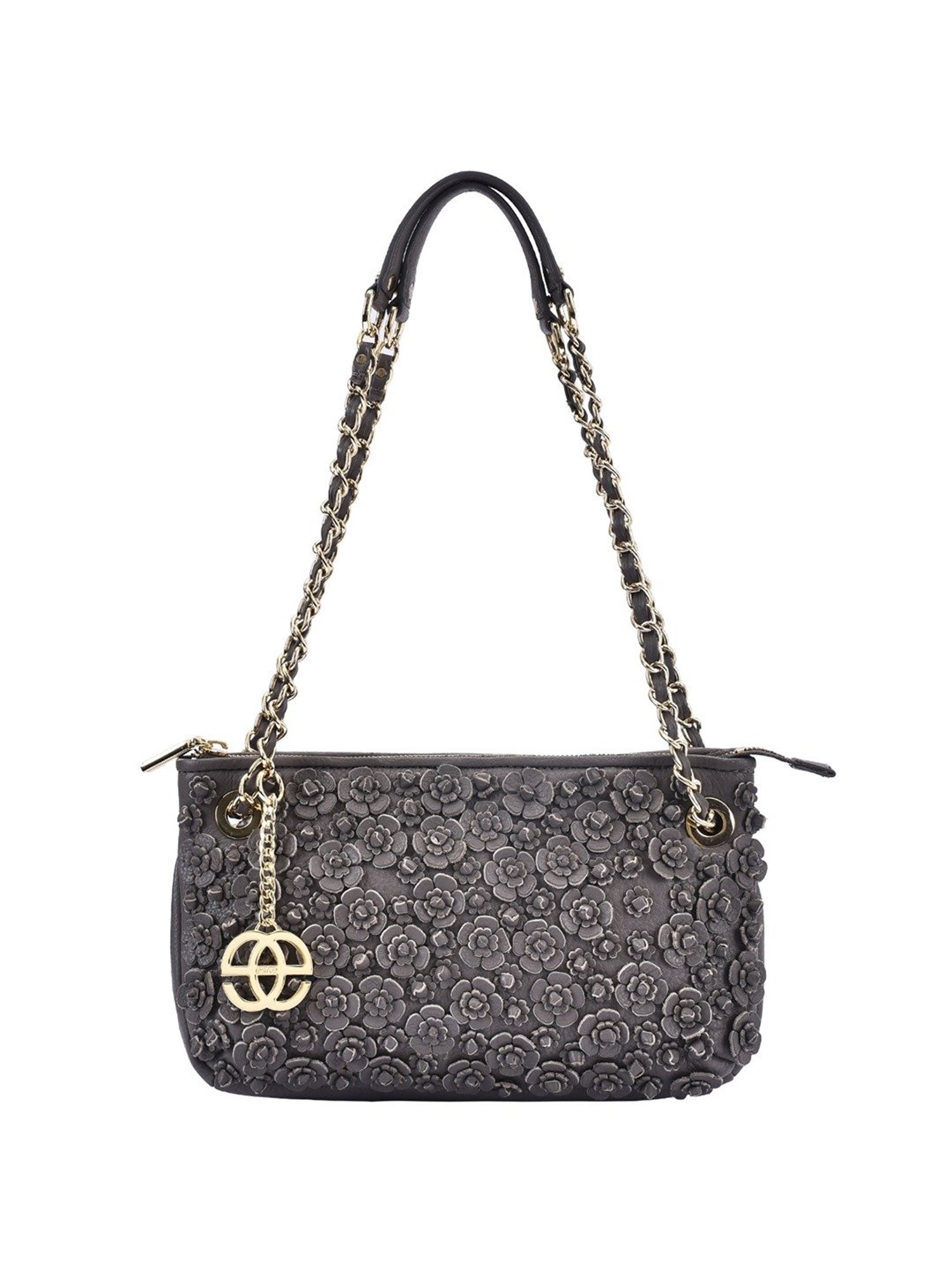 Eske Nabilo Grey Embellished Medium Shoulder Handbag
