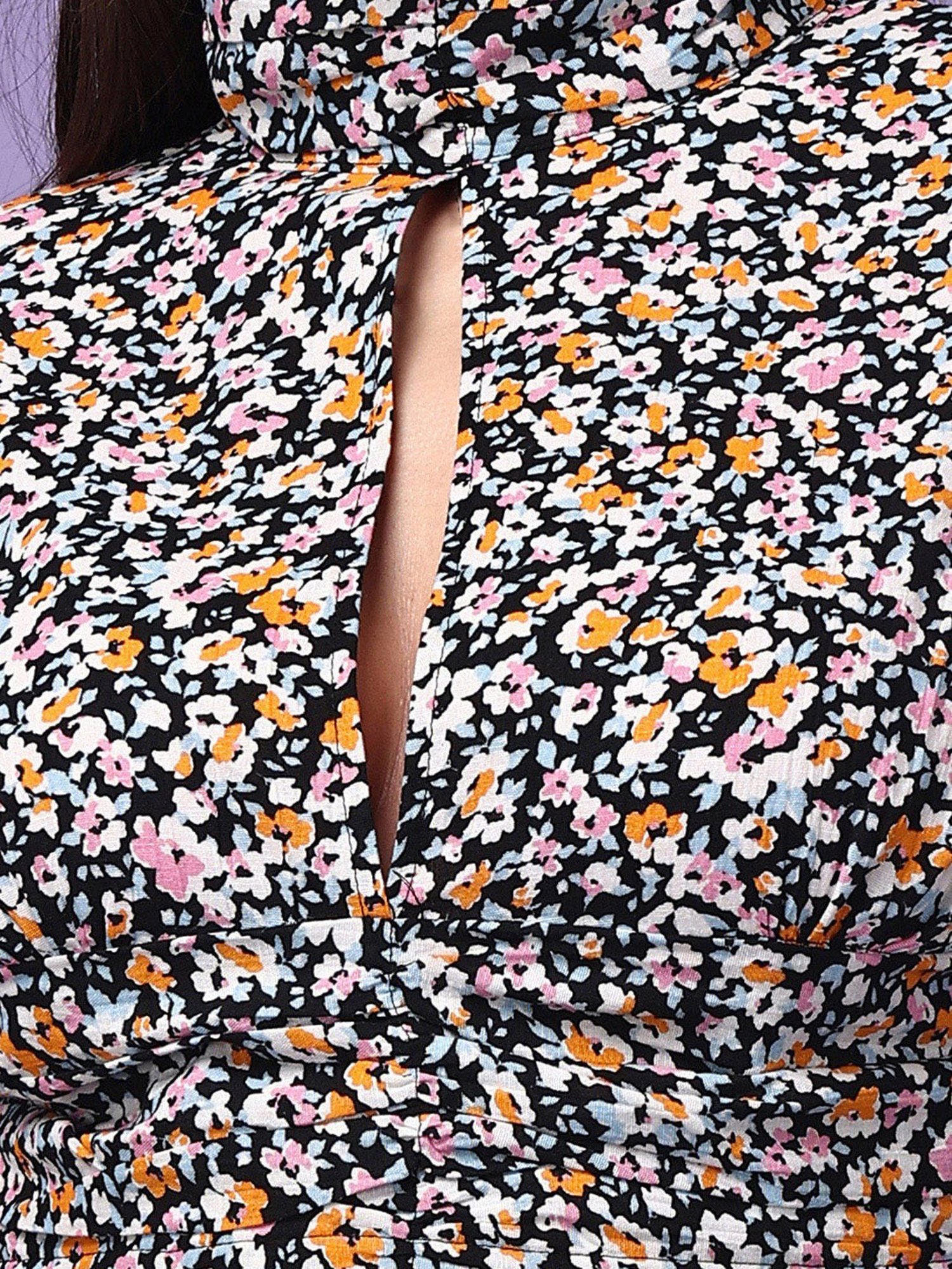 Scorpius Multicolor Floral Print Crop Top