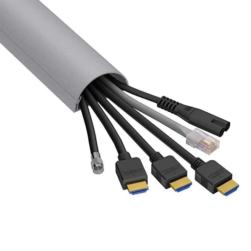 TV Cable Raceway OnWall Cord Cover Grey 39 Inch Large Channel to Hide and Conceal Cords Cables or Wires Cable Management 2 inch W x 1 inch H