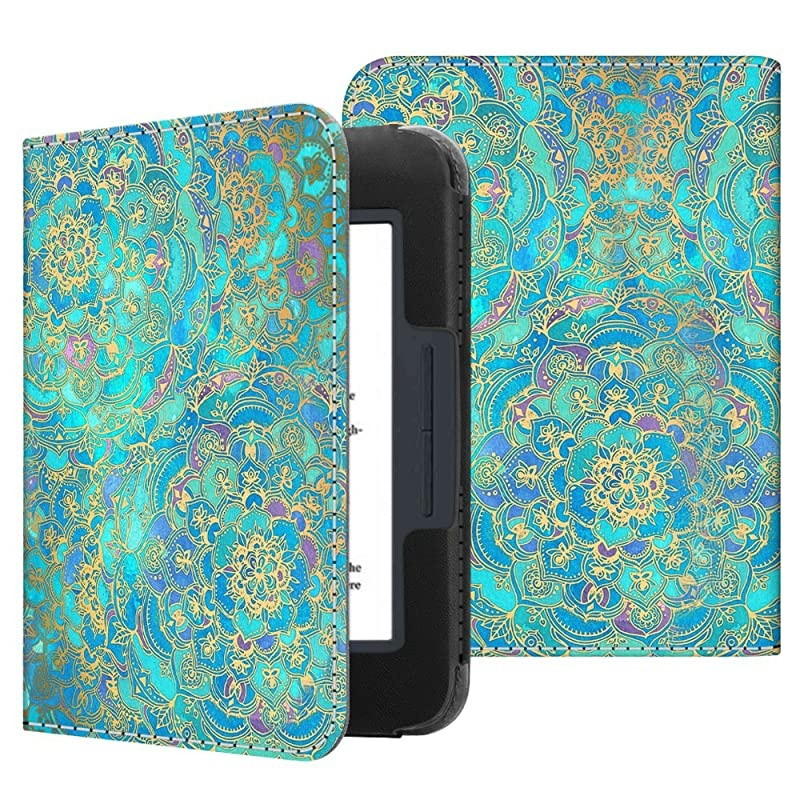 Case for Nook GlowLight 3, Slim Fit Premium Vegan Leather Folio Cover for Barnes and Noble Nook GlowLight 3 eReader 2017 Release Model# BNRV520, Shades of Blue