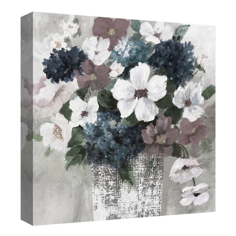 Linen Bouquet 1 Light Square Rev By Nan Wrapped Unframed Wall Canvas Art - Masterpiece Art Gallery