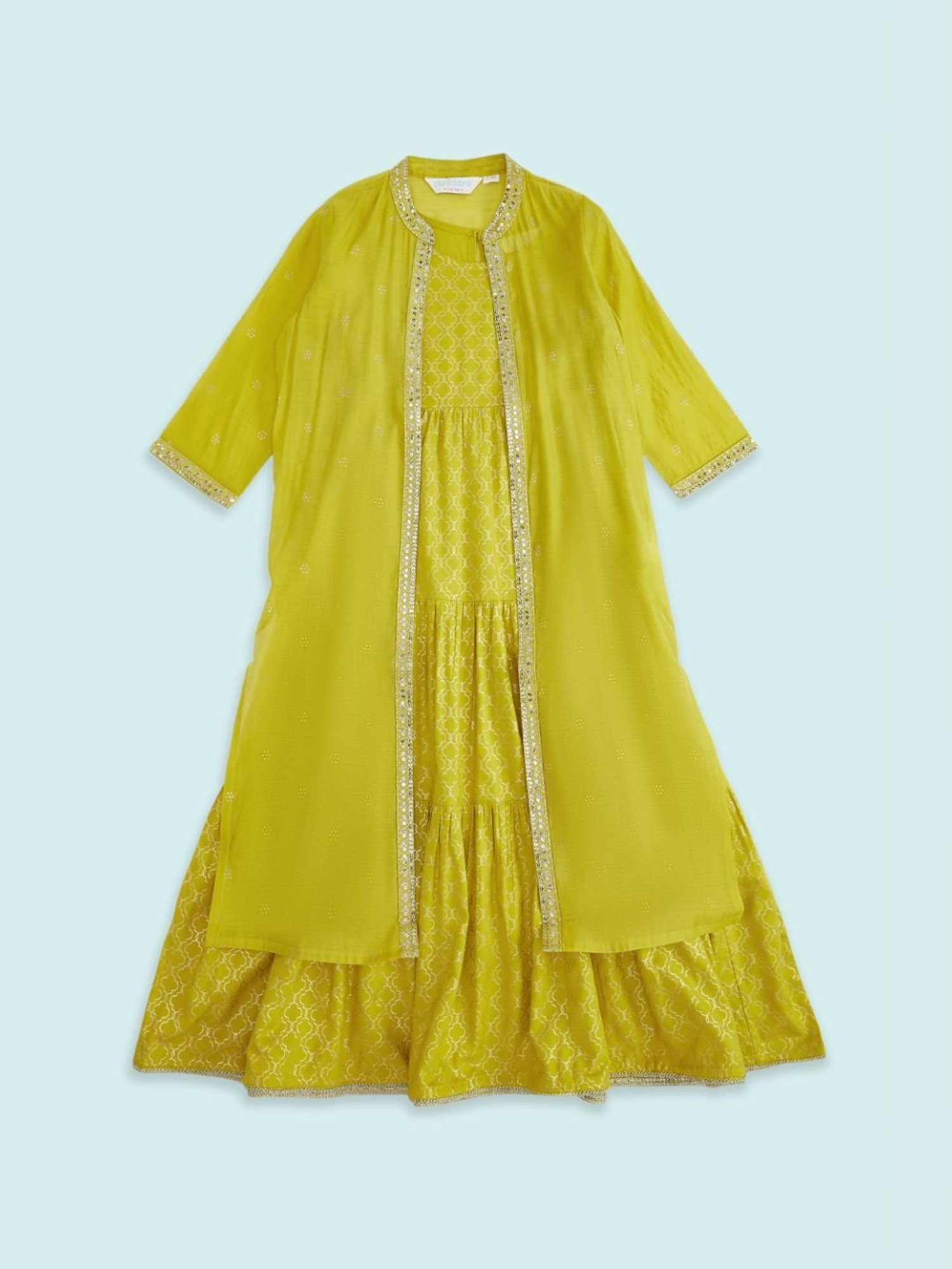 Akkriti by Pantaloons Kids Lime Green Embellished Party Dress