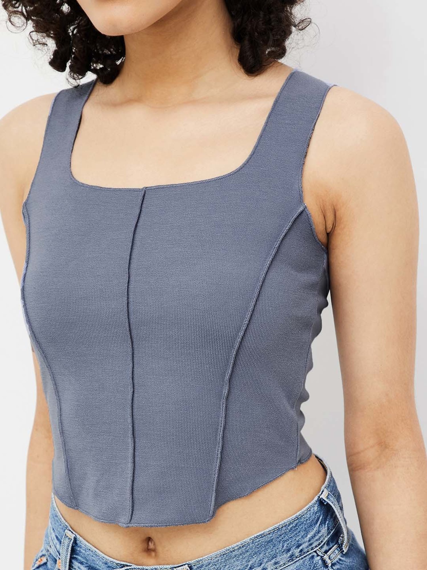 Ginger by Lifestyle Grey Regular Fit Crop Top
