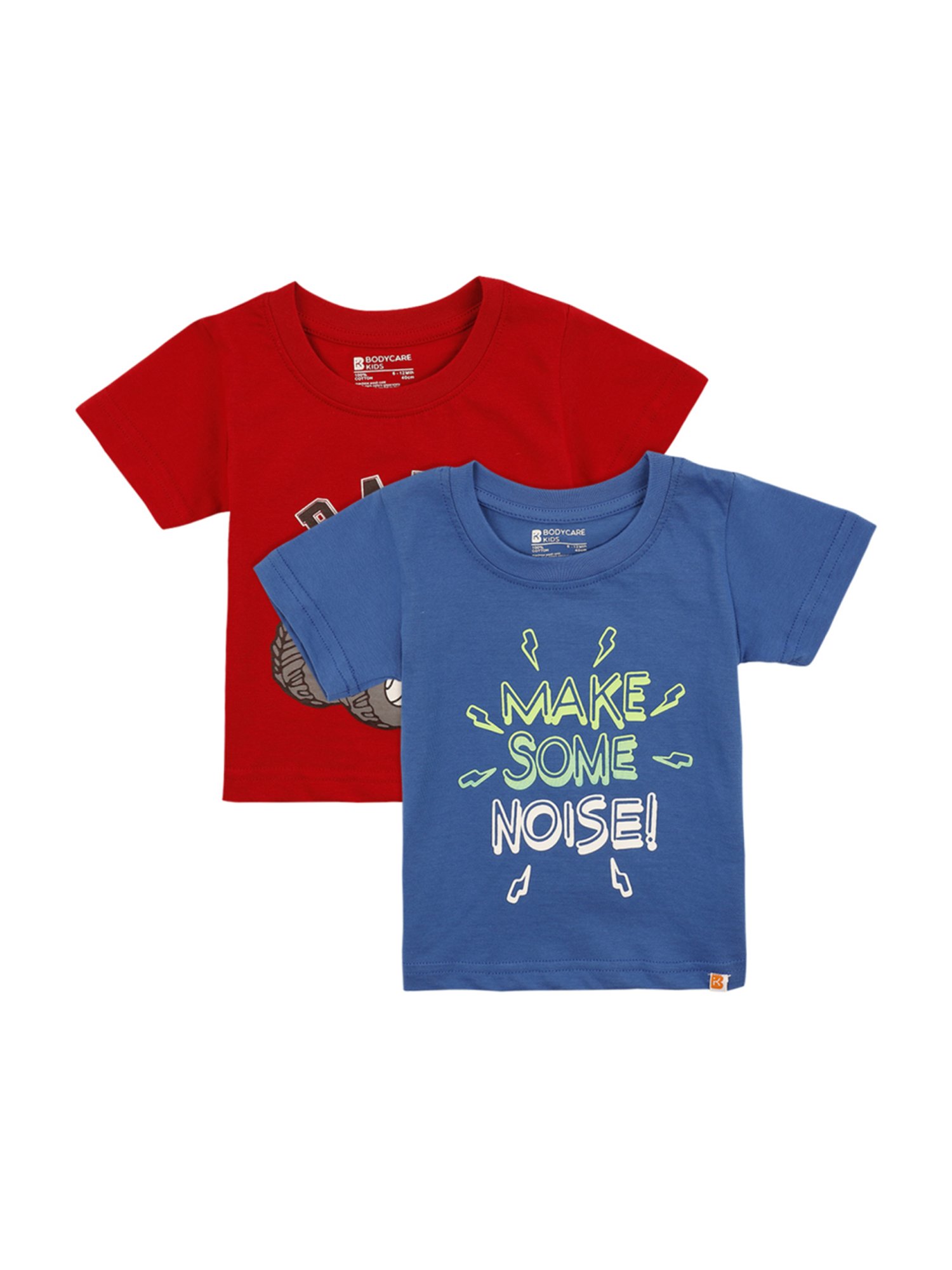 Bodycare Boys Red & Blue Cotton Printed T-Shirts - Pack of 2 (Antiviral Collection)