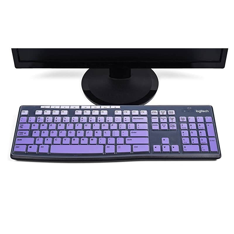 Keyboard Cover Skin Compatible with Logitech K270 MK270 Wireless Keyboard Logitech K200 K260 MK260 Keyboard Protector Logitech Anti Dust Waterproof Keyboard Accessories Ombre Purple