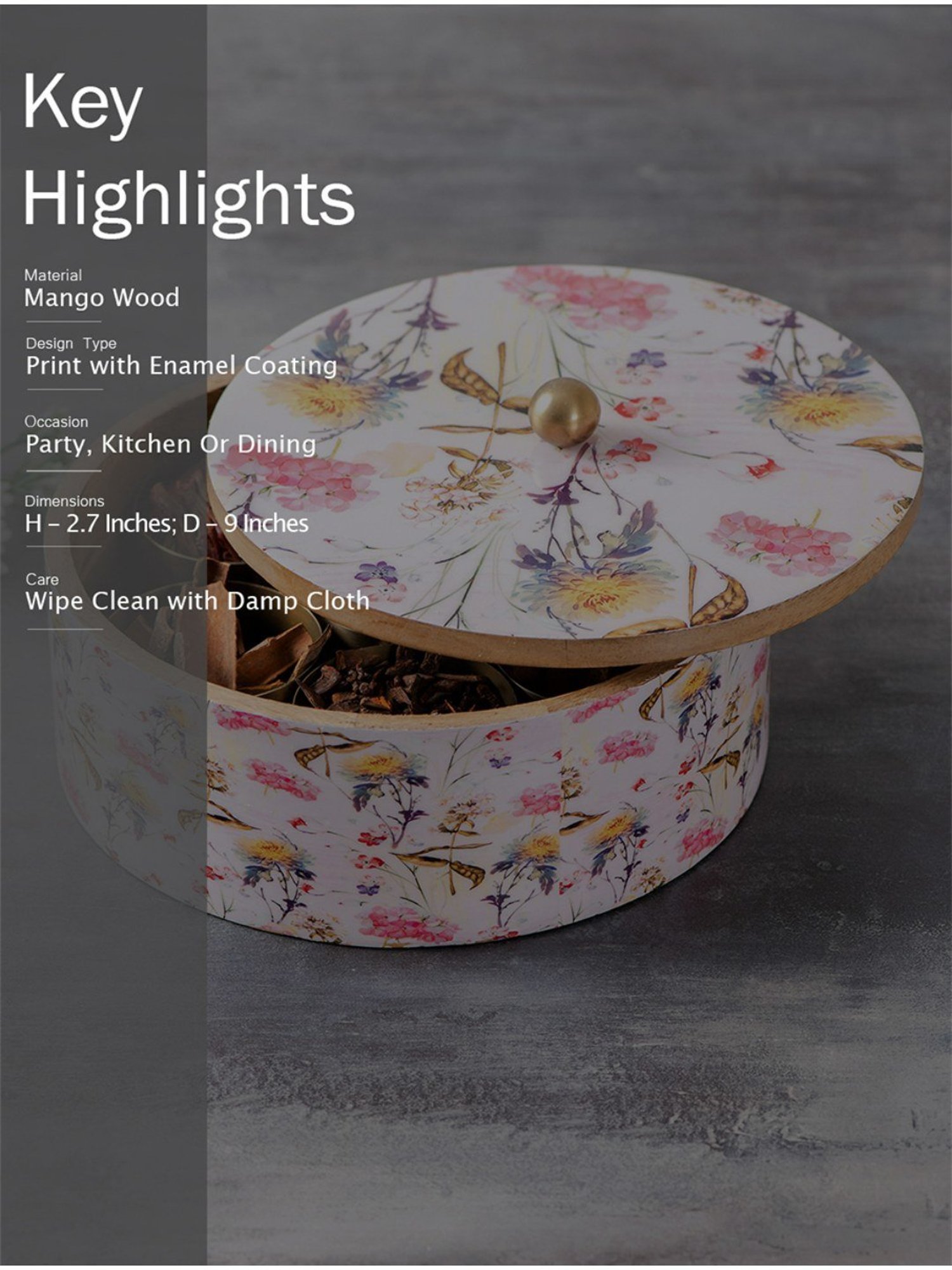 Nestroots White Masala box Masala dani spice rack containers for kitchen storage spice Organizer