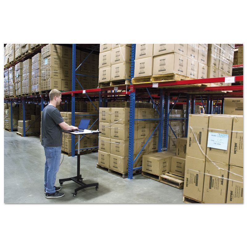 Victor High Rise Mobile Adjustable Sit-Stand Workstation 30 3/4 x 22 x 44 Black DC500