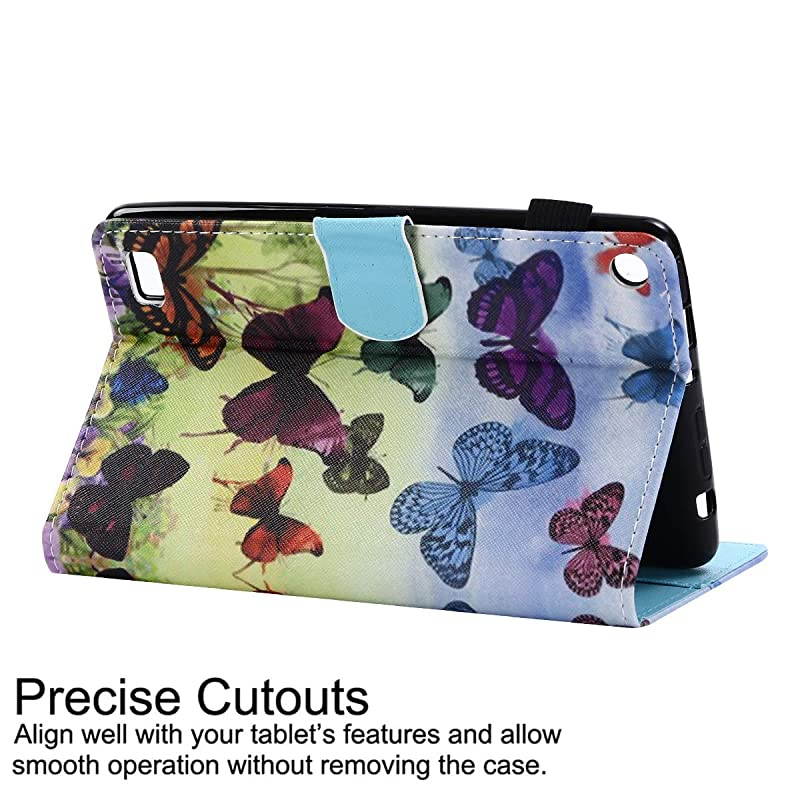 Flip Case for Kindle Fire 7 2015  Magnetic Leather Stand Protective Case with Card Slots for  Kindle Fire 7 Only Fit Fire 7 Display 5th Generation 2015 Release Wild Butterfly