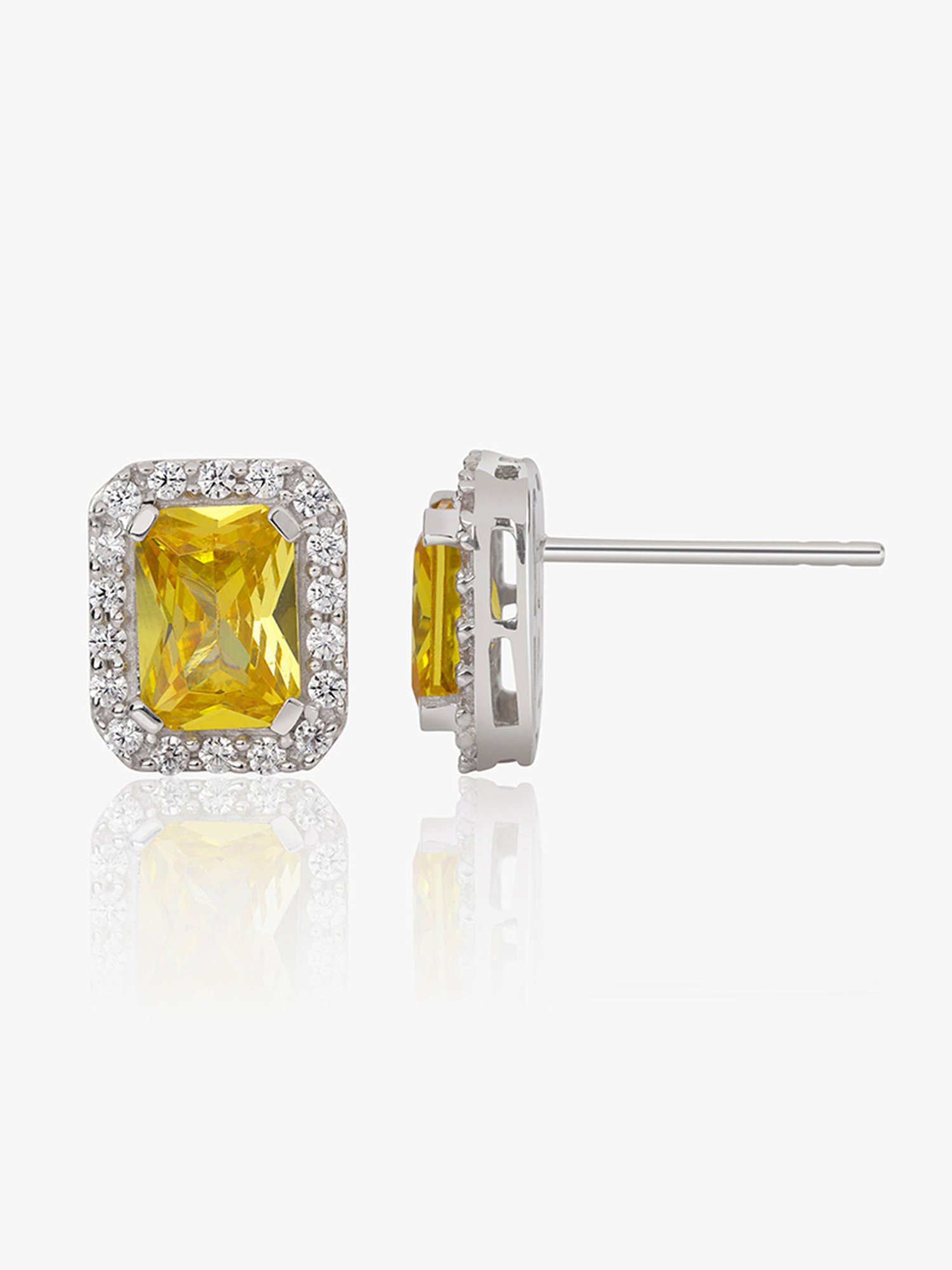 March by FableStreet Citrine 92.5 Sterling Silver Stud Earrings for Women