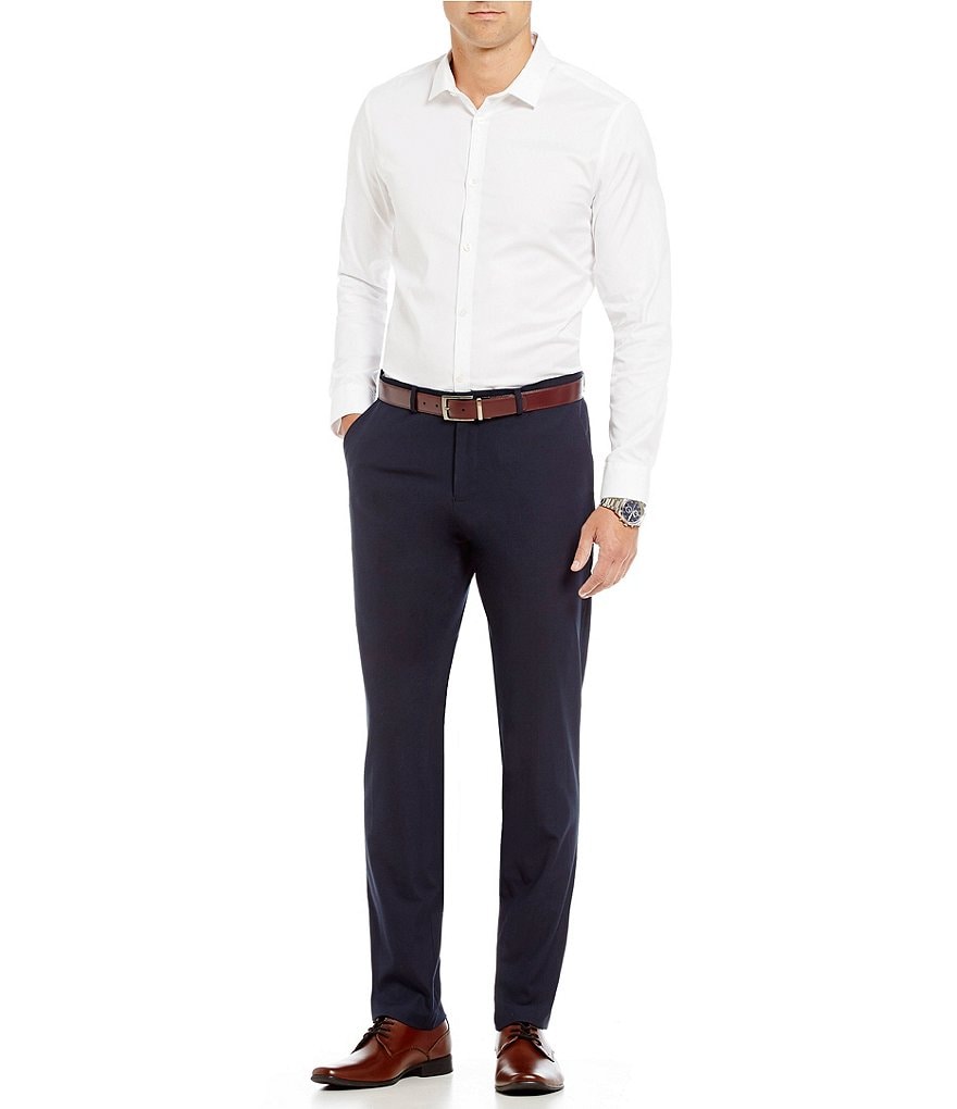 Calvin Klein Slim-Fit Flat-Front Fine Cord Stripe Bi-Stretch Suit Separate Pants