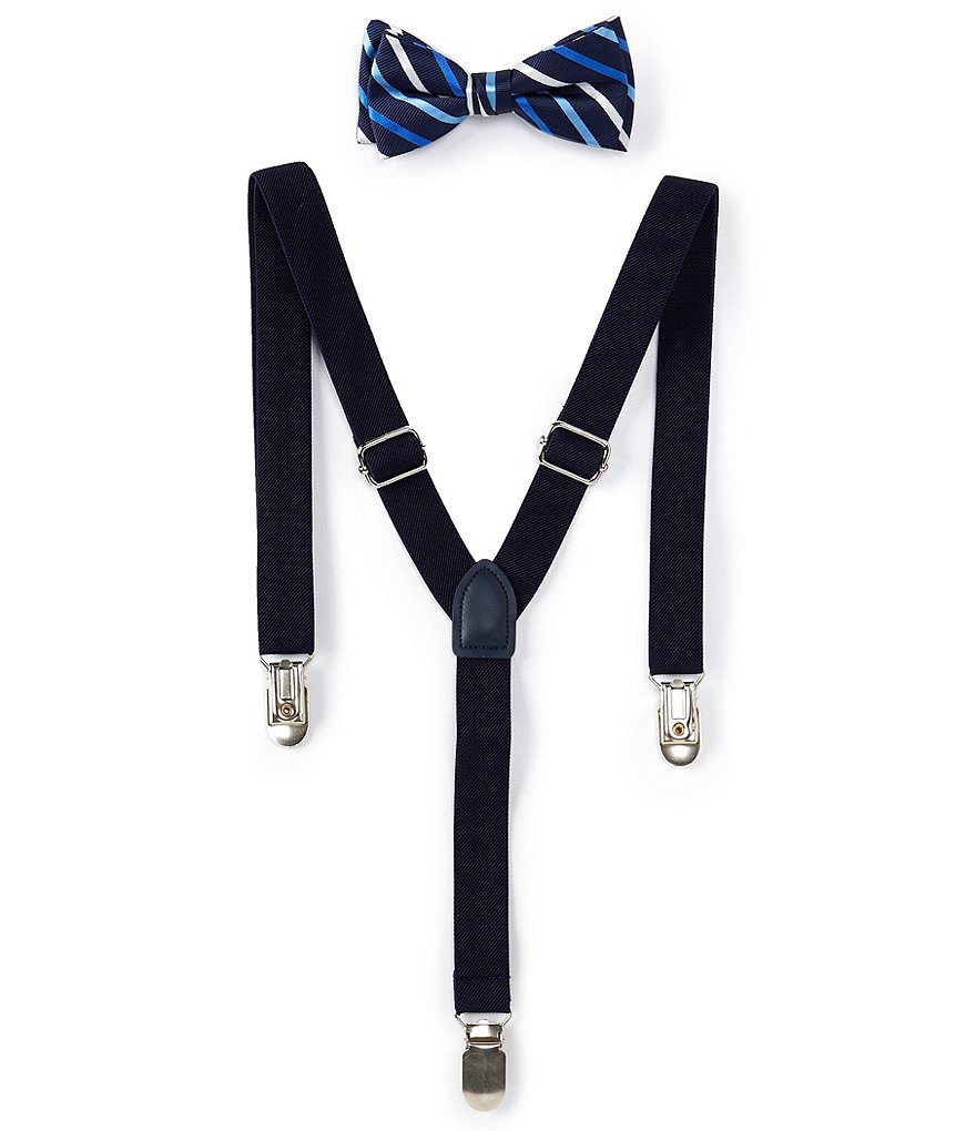 Class Club Boys Multi-Stripe Bow Tie & Suspenders Set