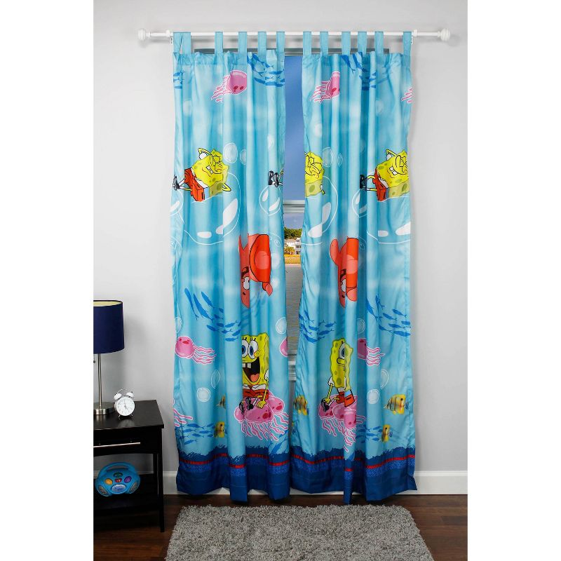 2pc Long Drapes Catch Me Spongebob Window Curtain Panels - SpongeBob SquarePants..