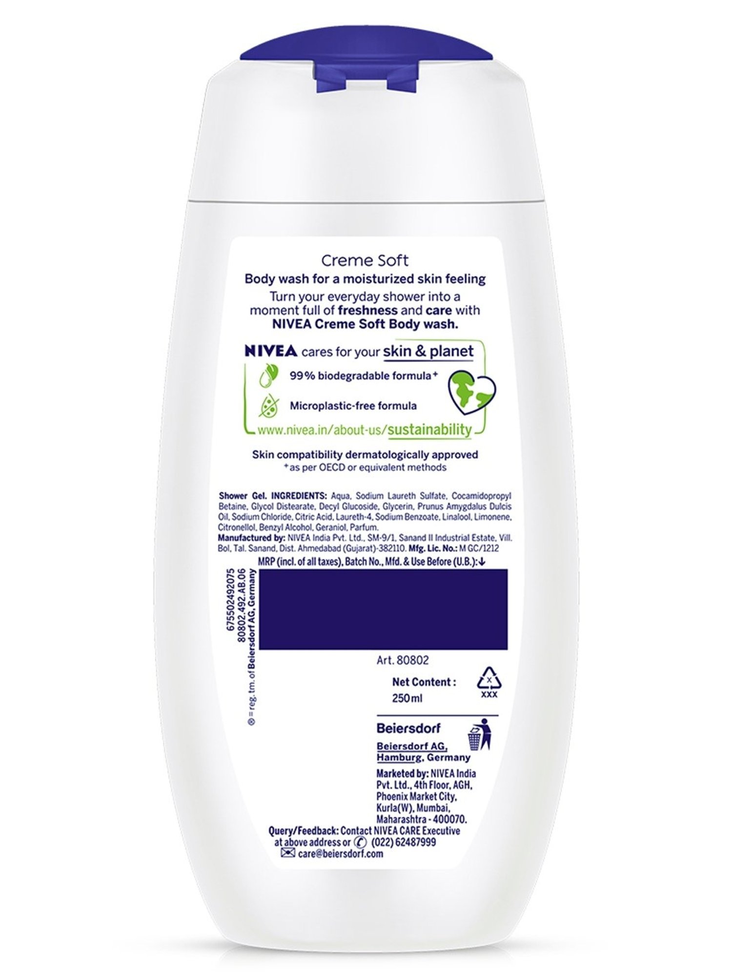 Nivea Creme Care Women Shower Gel & Body Wash for Soft Skin - 250 ml