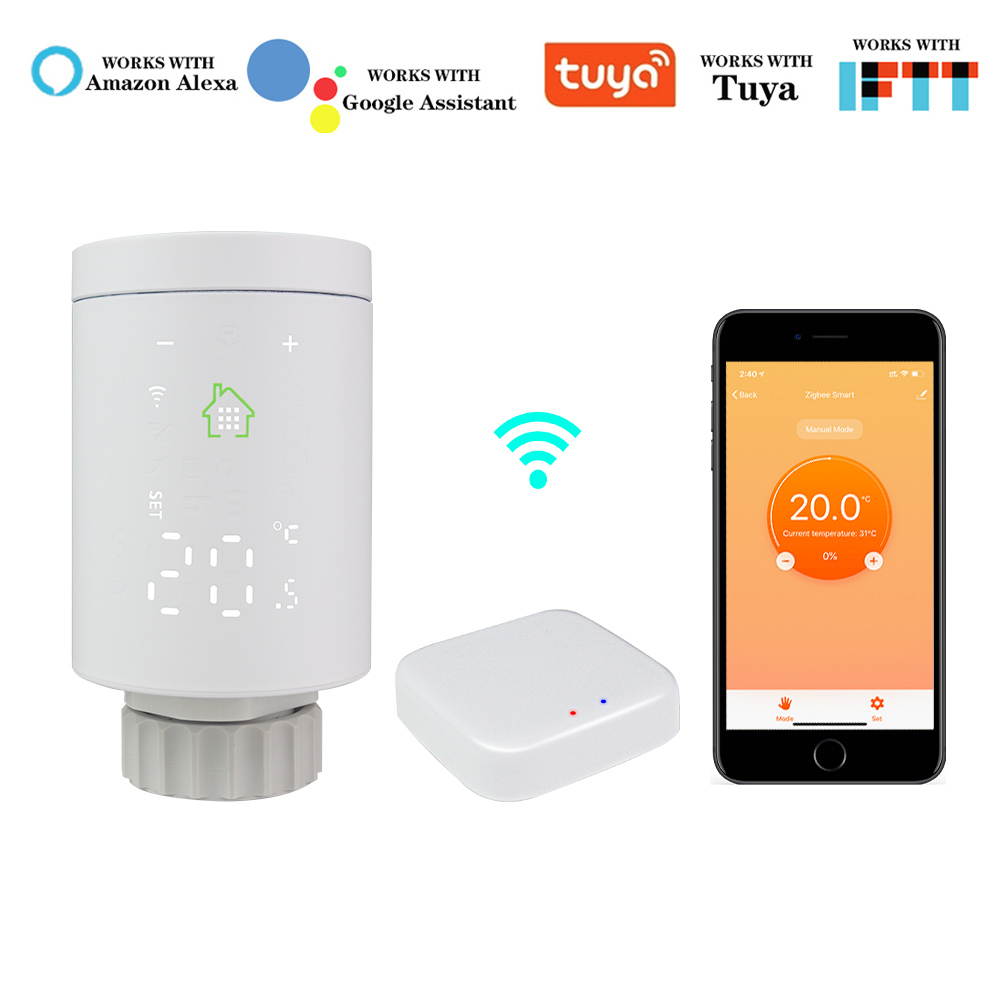 CUSAM Tuya ZigBee3.0 Smart Thermostat Radiator Actuator Programmable Thermostatic Radiator Valve Temperature Controller 2MQTT Setup With Alexa