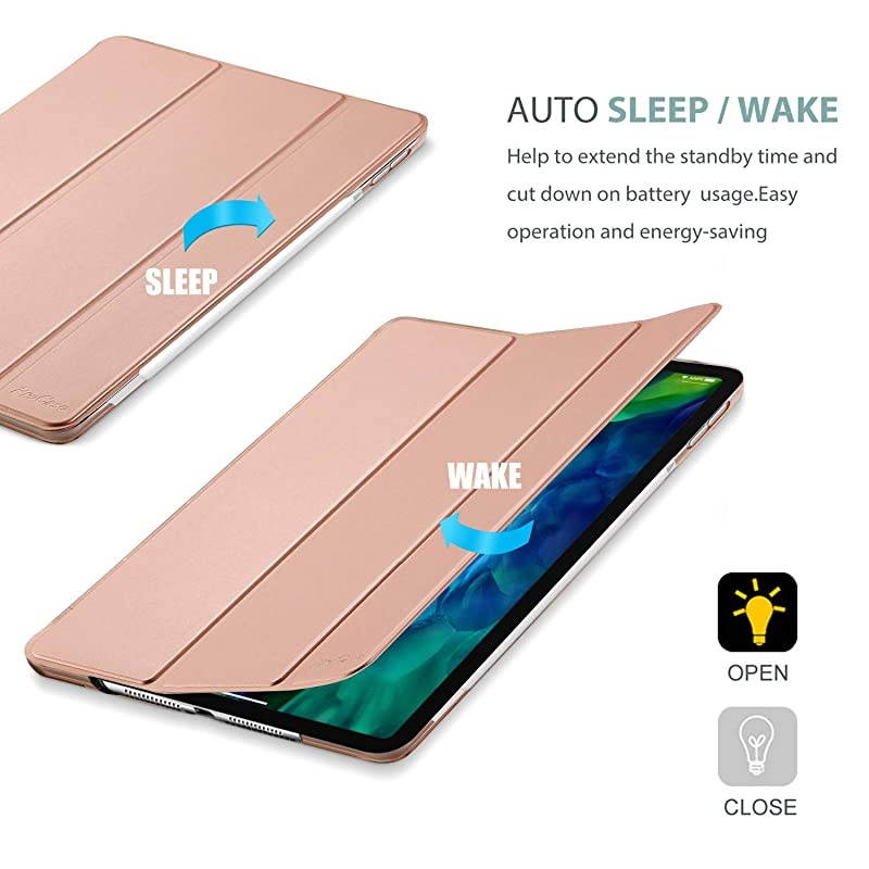 iPad Pro 11 Case 2020 & 2018, Slim Hard Shell Protective Stand Cover for iPad Pro 11 2nd Gen 2020 (Latest Model) & 1st Gen 2018 [Support 2nd Gen Apple Pencil Charging] -Rosegold