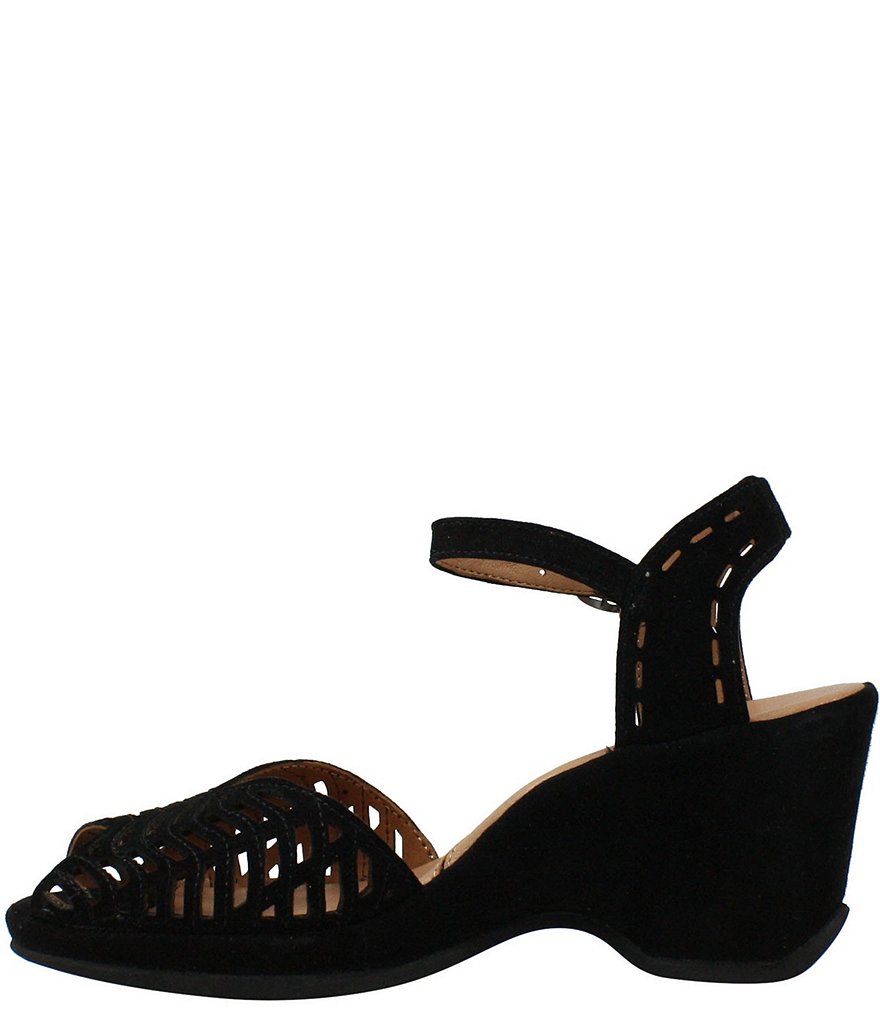 L'Amour Des Pieds Oanez Cut Out Suede Wedge Sandals