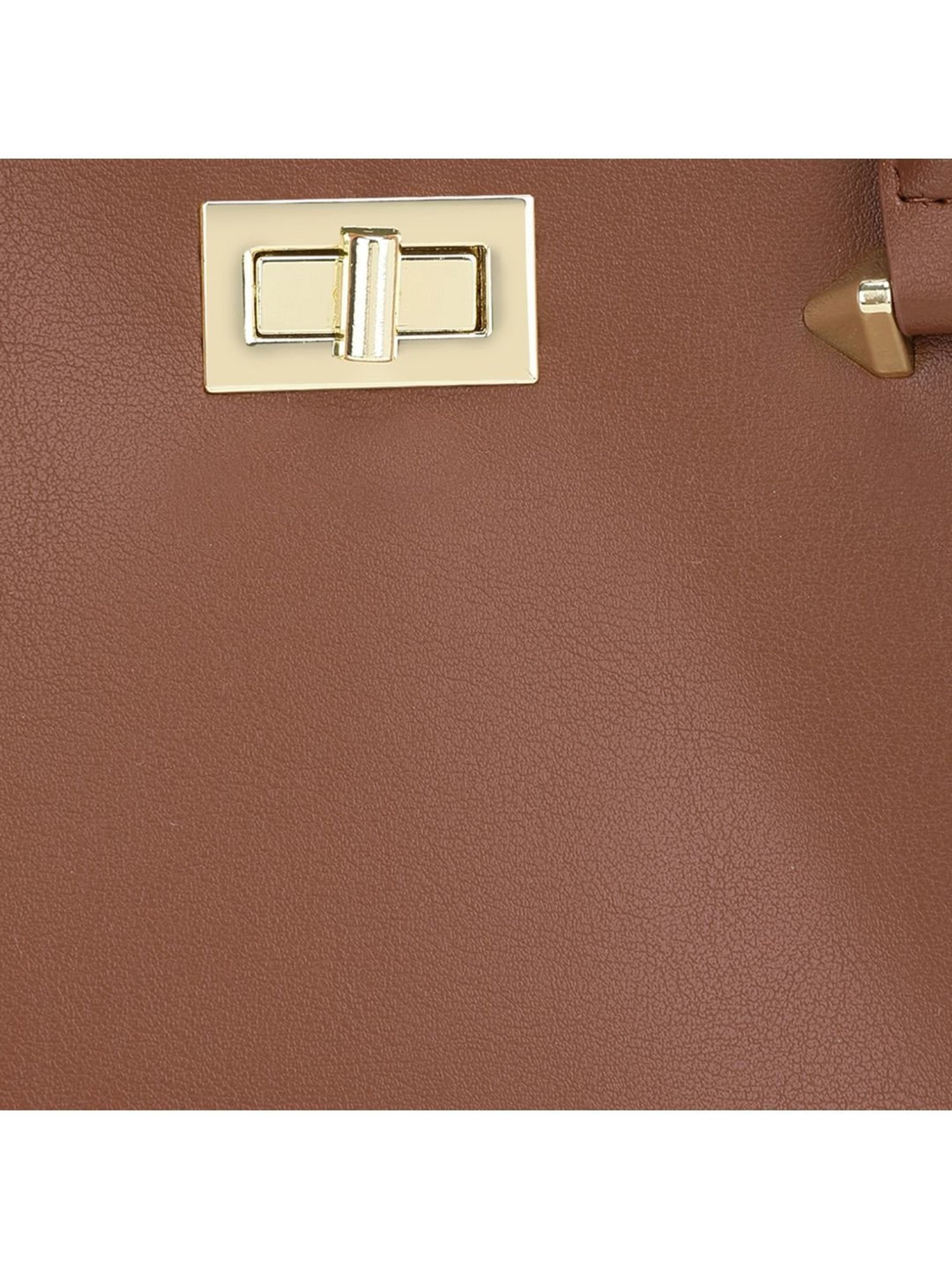 Tyra Olivia Tan Solid Faux Leather Handbag
