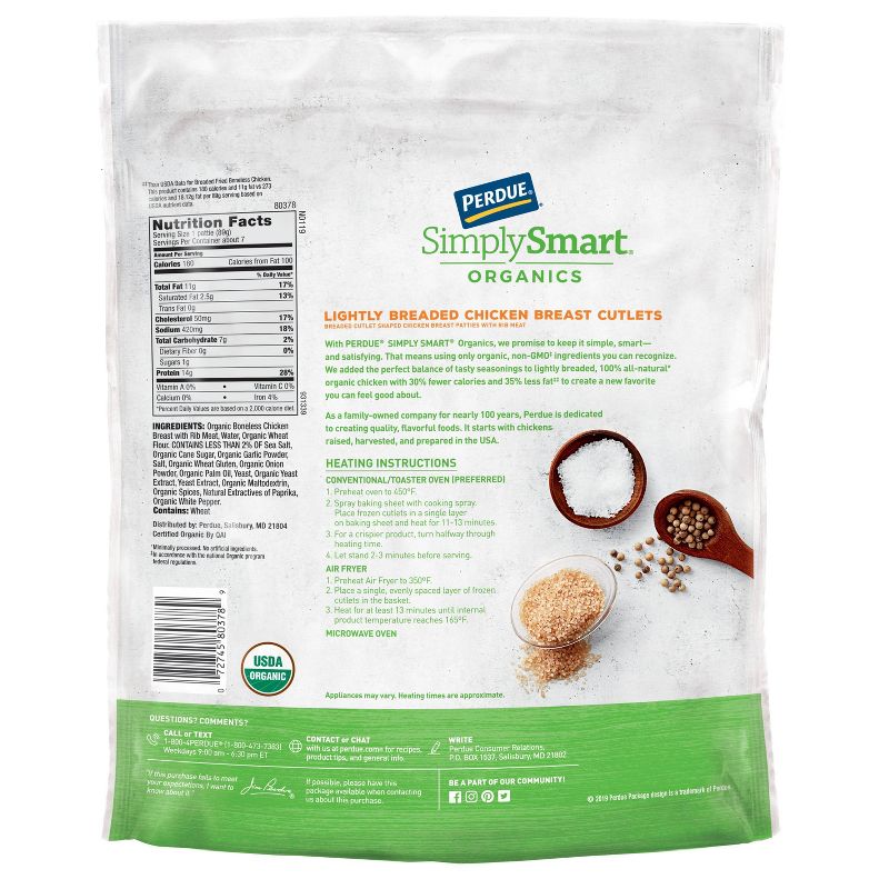 Perdue Simply Smart Organics Lightly Breaded Chicken Breast Cutlets - Frozen - 22oz