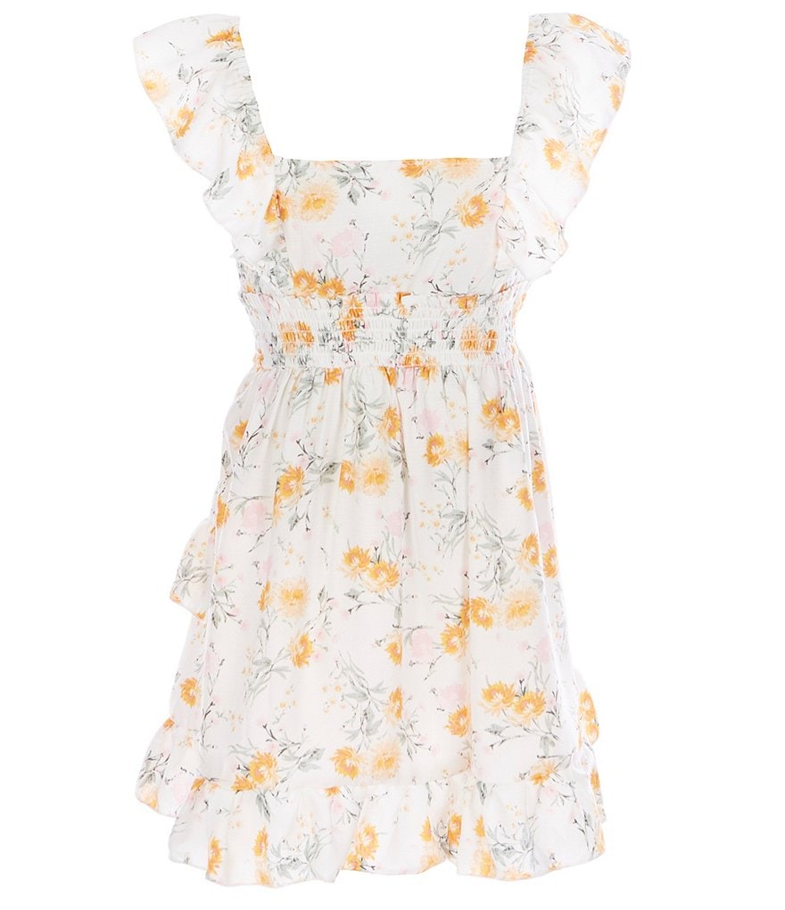 Rare Editions Big Girls 7-16 Flutter-Sleeve Floral Fit-And-Flare Dress