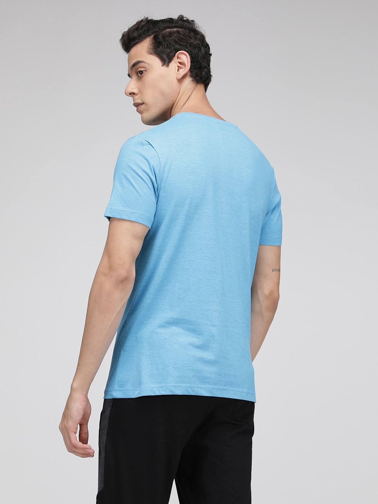 Sporto Light Blue Regular Fit T-Shirt