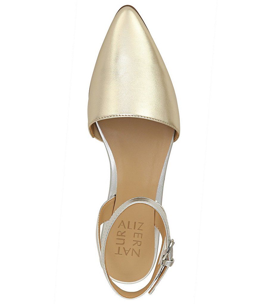 Naturalizer Hartley Ankle Strap Metallic Leather Pointed Toe Flats