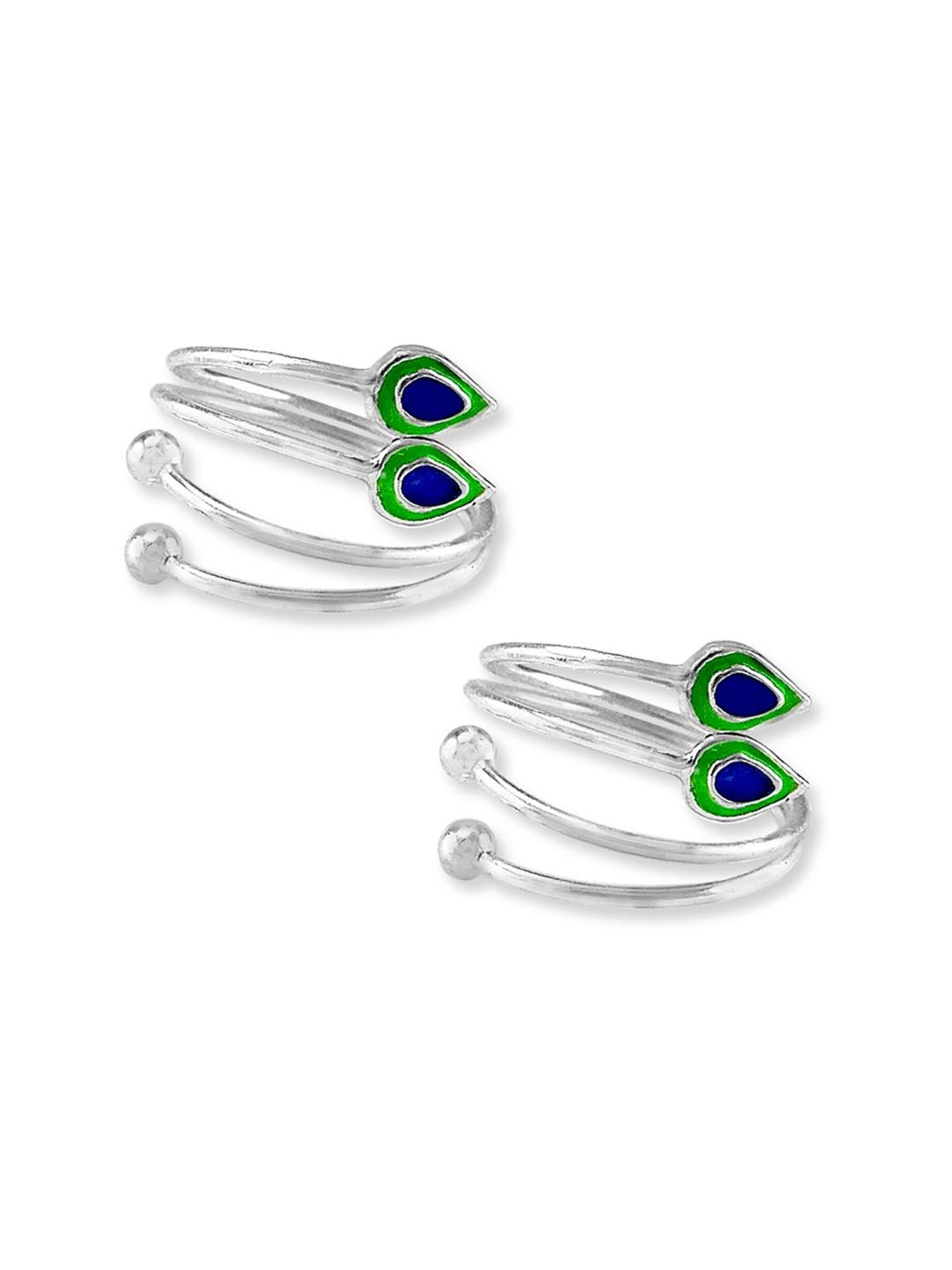 Taraash 92.5 Sterling Silver Tear Drop Toe Rings for Women