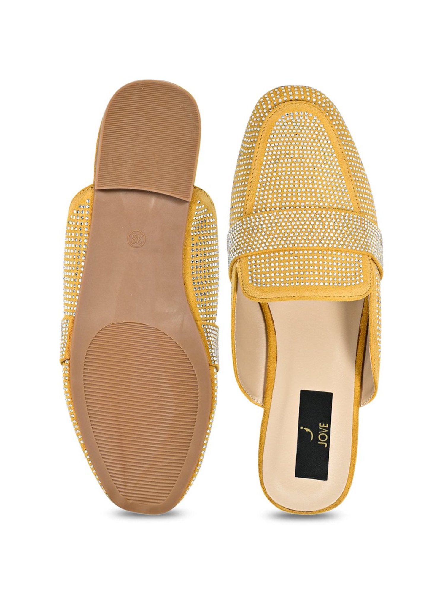 Jove Women's Yellow Mule Shoes