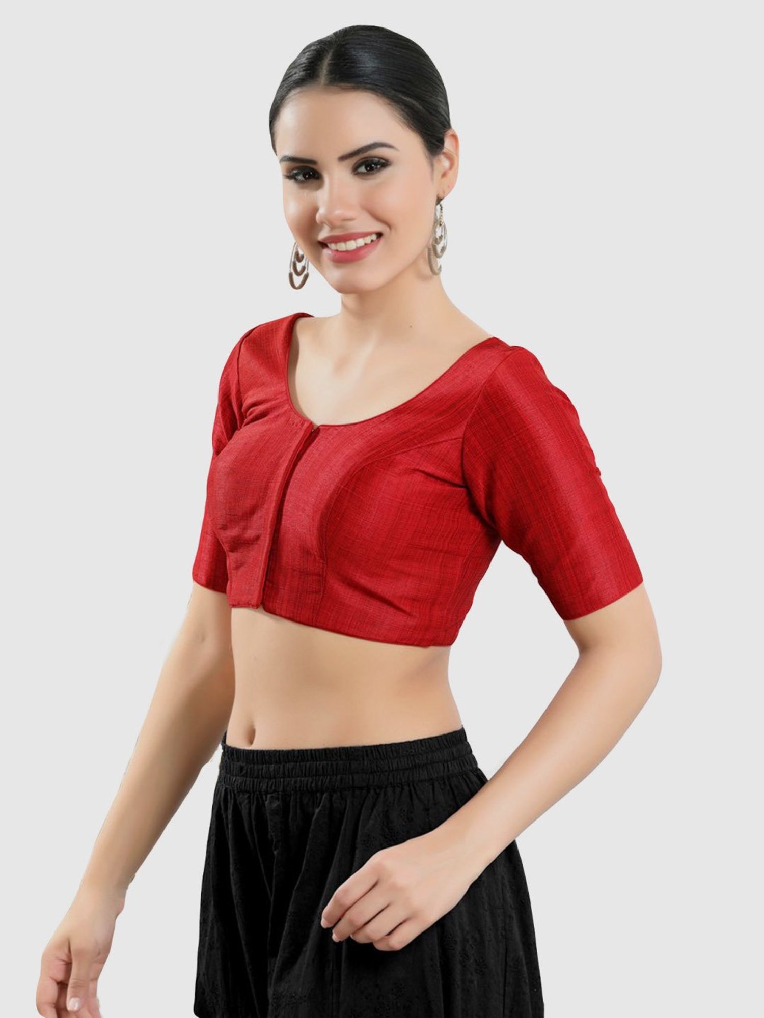 Salwar Studio Red Plain Blouse