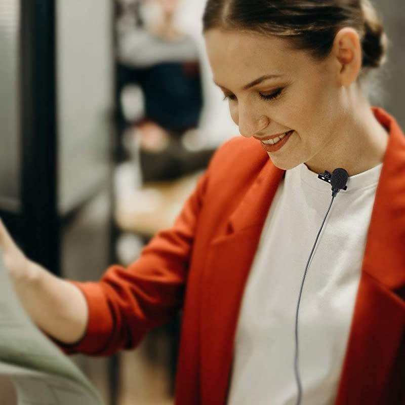 Lavalier Microphone  AU100 Hands Free Clipon Lapel Mic with Omnidirectional Condenser for Podcast Recording DSLRCamera Smartphone PCLaptop 236 in